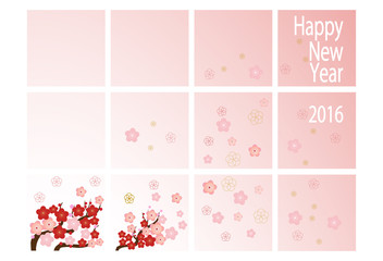 年賀状　はがきテンプレート　梅