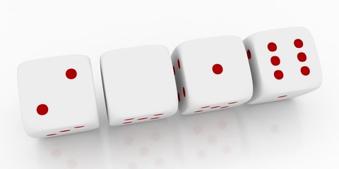 2016 Merry Christmas and Happy New Year ,3d render of a white dice on white background