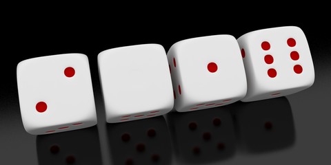 2016 Merry Christmas and Happy New Year ,3d render of a white dice on black background