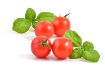 Group of fresh ripe Tomatoes isolated on white background.