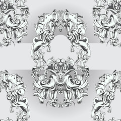 drawing hand vintage frame baroque elements for advertising in vintage style