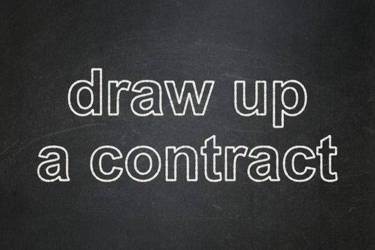 Law concept: Draw up A contract on chalkboard background