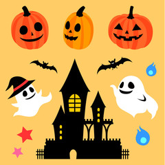 ハロウィン（パターン）オレンジ背景