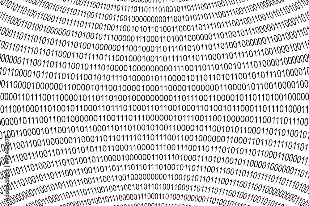 Poster black and white binary code projected on sphere interior
