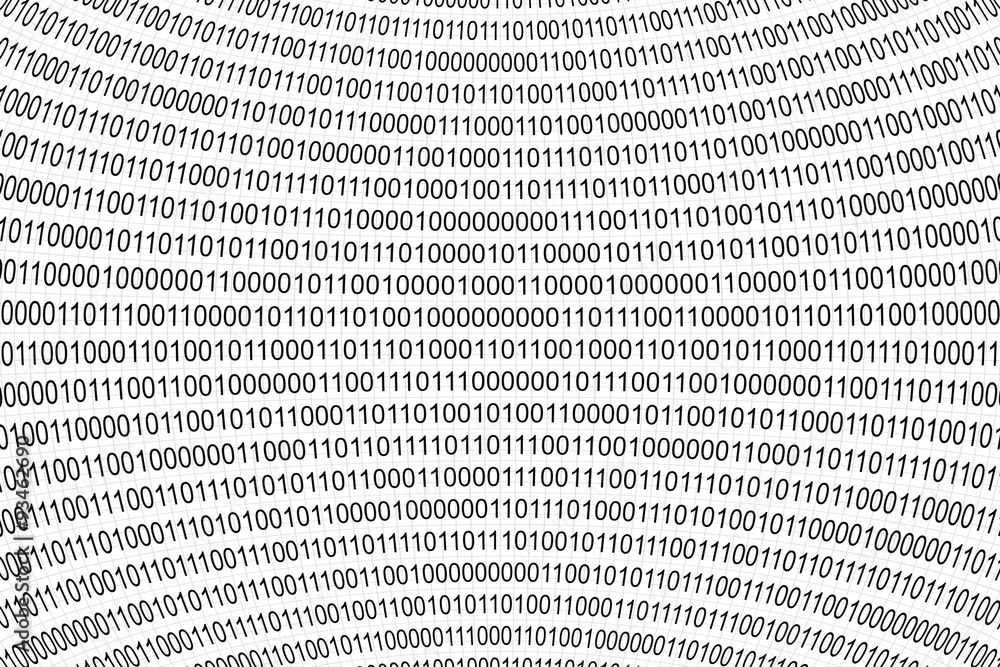 Poster black and white binary code grid projected on sphere interior