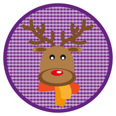 Round purple Button moose on white background