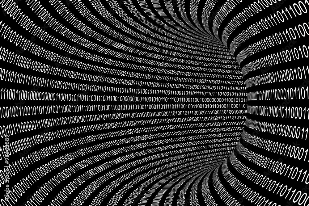 Poster black and white binary tunnel background