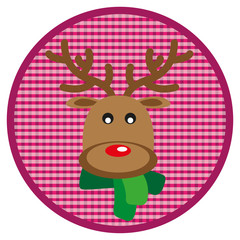 Round pink Button moose on white background