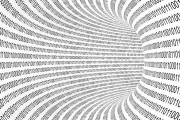 Data Transfer Concept - Black and White Binary Code Tunnel Abstract Background