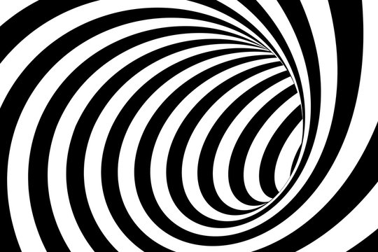 Black and White Swirling Lines Tunnel Abstract Background © Fredex