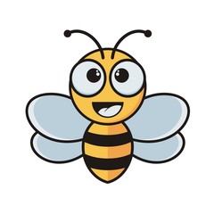 Simple Cartoon Bee Vector isolated on a white background	