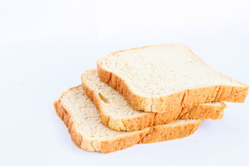 Close-up image white bread against the white background