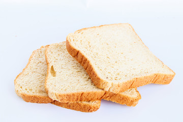 Close-up image white bread against the white background