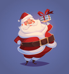 Funny santa. Christmas greeting card \ background \ poster. Vector illustration.
