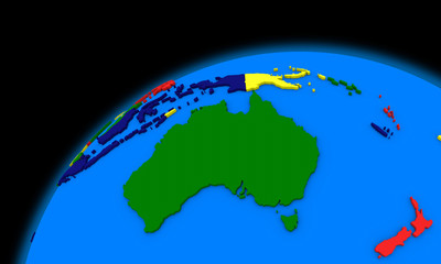 Australia on planet Earth political map