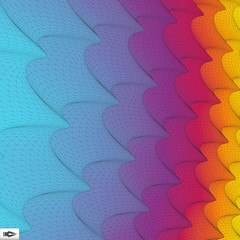 Wavy Grid Background. Mosaic. 3d Abstract Vector Illustration. .