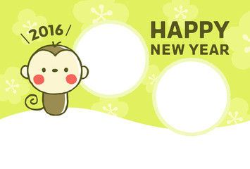 年賀状　フォトフレーム　花柄