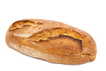 Loaf of bread on white background.