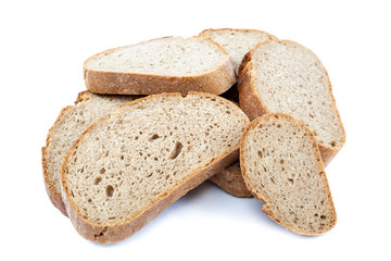 Bread rye sliced on a white background.