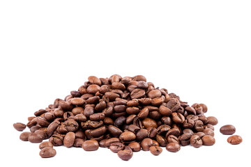 Coffee beans on white background.