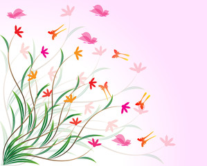 Floral background with butterflies