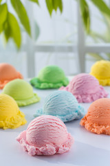 Mix color icecream on white and window