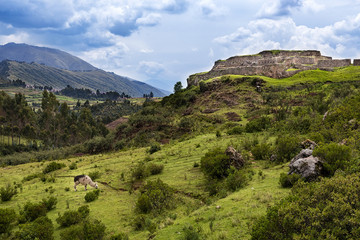 Fototapeta na wymiar View of the Pakapukara site near Cusco, Peru