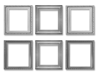 Set of gray vintage frame isolated on white background