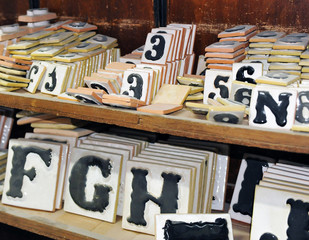 Numbers and letters ceramics