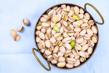 Pistachios in bowl.
