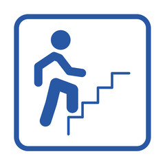 Icono plano simbolo hombre subiendo escalera azul