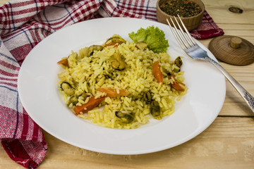 pilaf with mussels