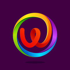 W letter colorful logo in the circle