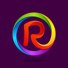 R letter colorful logo in the circle