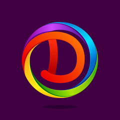 D letter colorful logo in the circle