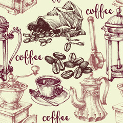 Vintage coffee seamless pattern