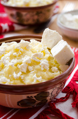 Traditional Ukrainian millet-porridge with butter andcheese