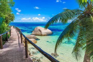 Crédence en verre imprimé Jetée Chemin à la côte paradisiaque