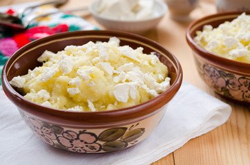 Traditional Ukrainian millet-porridge with butter andcheese
