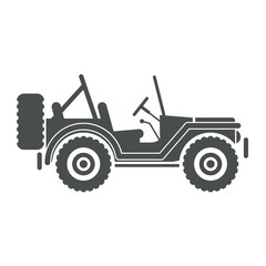 Icono plano jeep lateral gris