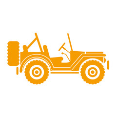 Icono plano jeep lateral naranja