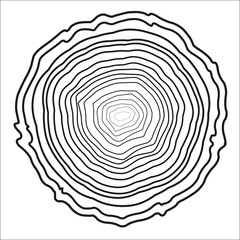 Tree rings background and saw cut tree trunk vector, forestry and sawmill