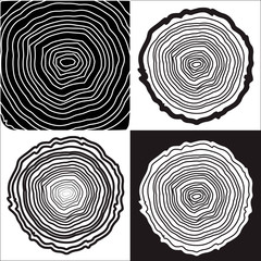 Fototapeta premium Tree rings background and saw cut tree trunk vector, forestry and sawmill