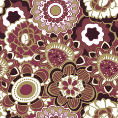 Floral seamless pattern in trendy marsala colors
