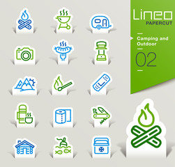 Lineo Papercut - Camping and Outdoor outline icons