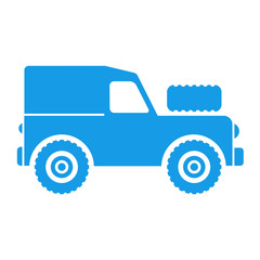 Icono plano todoterreno lateral azul