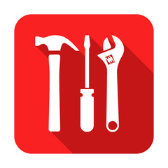 Icono cuadrado plano herramientas rojo sombra #1