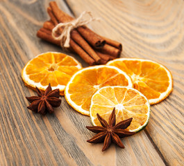Spices and dried oranges