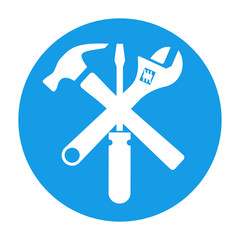Icono plano herramientas redondo azul #2