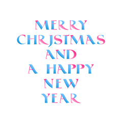 Christmas calligraphy in blue and pink